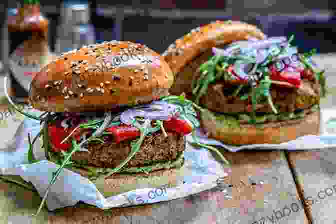 A Mouthwatering Display Of Vegetarian And Vegan Burgers, Showcasing Their Vibrant Colors And Tempting Textures. The Veggie Burger Cookbook: Over 30 Deliciously Healthy Recipes For Vegetarian And Vegan Burgers