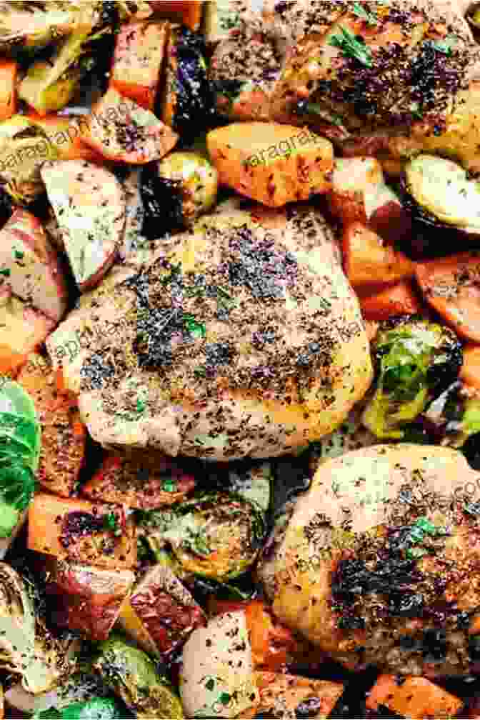 Pan Seared Chicken Breasts Surrounded By Roasted Vegetables On A Baking Sheet Chicken Guide Cookbook: Stay Healthy With Chicken Dishes: Chicken Cookbook