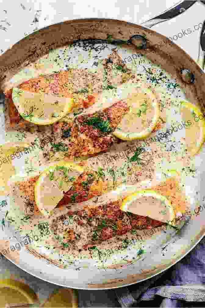 Sizzling Pan Seared Salmon Fillet Glazed With A Creamy Lemon Dill Sauce The Simple Skillet Cookbook: 15 Elegant And Easy Recipes For Your Cast Iron Or Electric Skillet (Cast Iron Cooking Skillet Recipes Cast Iron Skillet Cookbook)